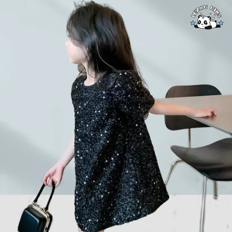 LEZONKIDS - 2024 ODM OEM Spring Summer Kids Birthday Party Dress Teen Girl Sequin Dress for 3 to 12T Girls